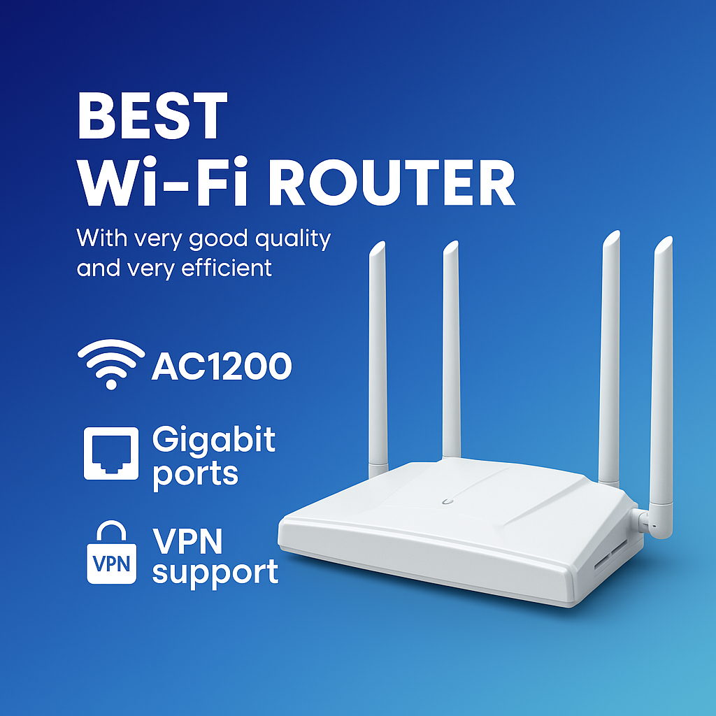 AC1200 | Gigabit Wi-Fi Router | 4 x Gigabit Ethernet Ports | 4 x 5dBi Antennas | 5Ghz | Beamforming & VPN Support | Supports Upto 2500 Sq ft | 1 Year Replacement & Accidental Warranty